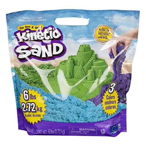 Kinetic Sand, 6lb Mouldable Sensory Play Sand Amazon Exclusive 3-Colour Bundle Pack (Blue, Green, Purple) Only Available At Amazon! Cover
