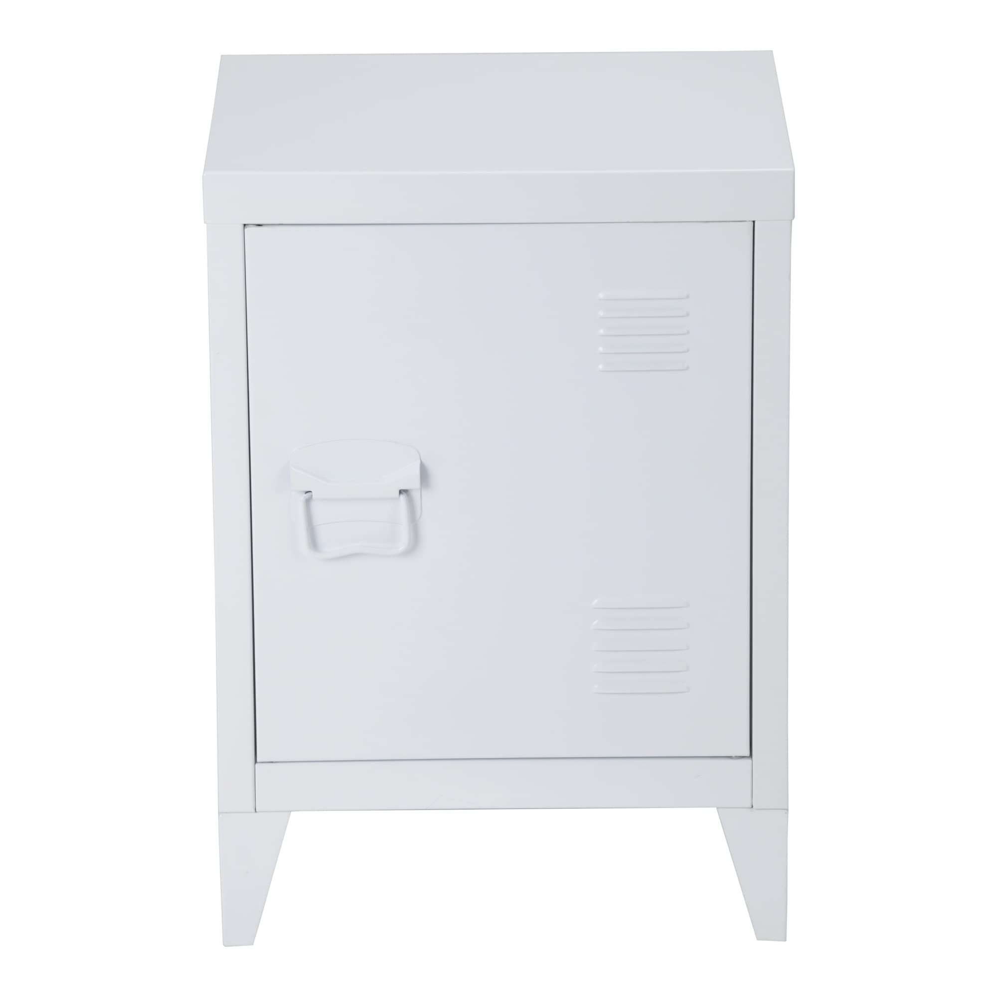 Comodino Acciaio Bianco 57x40x30cm | Con Anta Ventilata E Ripiano | Mobiletto Notturno Multiuso | Per Camera E Ingresso