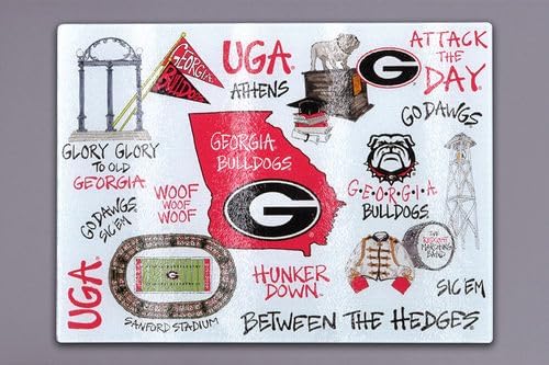 Magnolia Lane UGA Georgia Bulldogs Magnolia Lane University of Georgia Tempered Glass Board, Dinnerware and Serveware, 20185