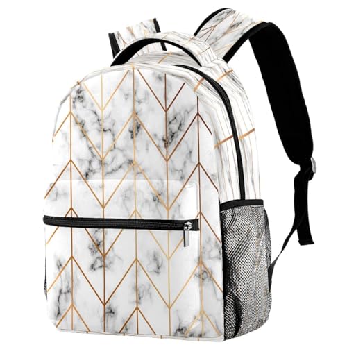 Sac à dos d'école fille et garçon grand volume marbre flèche dorée