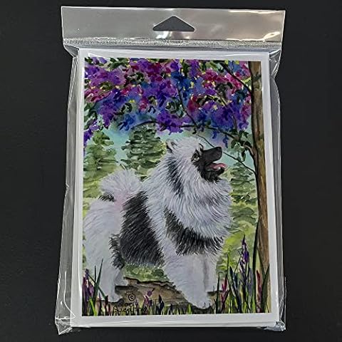 Caroline's Treasures SS8063GCA7P Keeshond Greeting Cards and Envelopes Pack of 8 A7 Size 5x7 inch Blank Note Cards, 7 x 5, Multicolor Cover