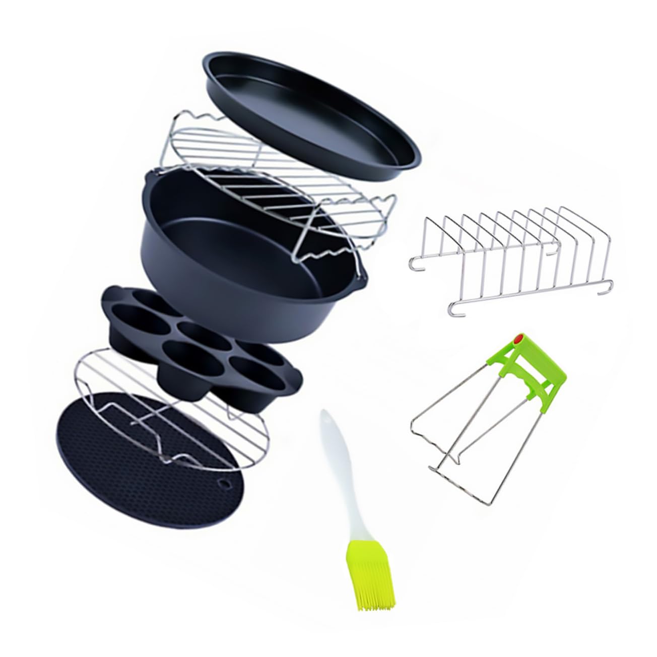 9stücke Heißluftfritteusen-set Mit Antihaft-kuchenform Und Pizzapfanne Für Küchenutensilien Geeignet Für Schokoladenkuchen Käsekuchen Und Mehr Gerichte