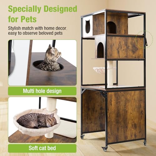 Mueble para arenero de gato con estructura metálica 27.6"L miniatura 4