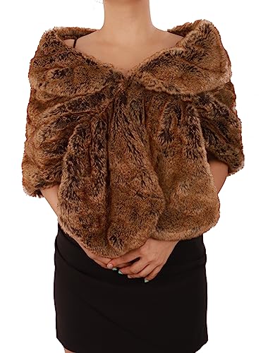 Octwine Faux Fur Shawls Wraps Wedding Bridal Fur Scarfs Warm Fur Stoles Cover Up Fashion Winter Shawls for Women3