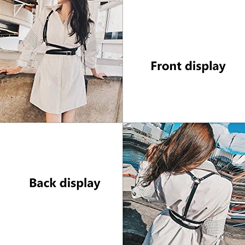 XCSJ Punk riem voor dames, punk leer, trekkoord voor dames, PU-leer, borsttrekkoord, zwart, bodysuit, verstelbare lichaamssieraden, gothic riem, geschikt voor cosplay, prom, rave, halloweenkostuum - Image 6