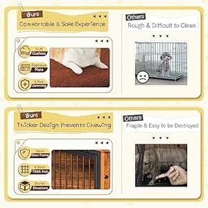 Dog crate furniture with thick cushion side end table wooden dog cage with double doors chew resistant dog kennel dog house indoor for small to large dog l   cucciolini doodles