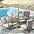 NATURAL EXPRESSIONS 5-Piece Outdoor Patio Dining Set, 4pcs Patio Swivel Rocking Chairs and 38’’ Round Dining Table with 1.65’’ Umbrella Hole