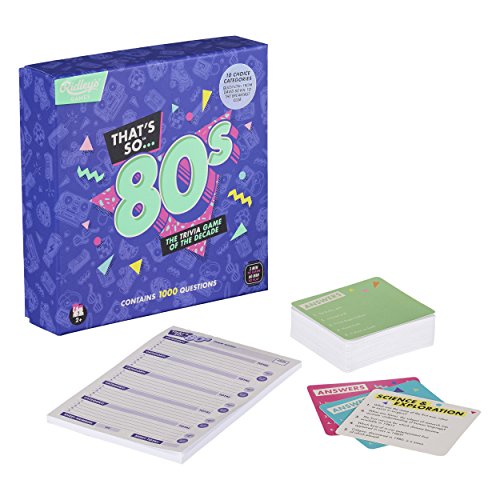 Ridley’s That’s So 80’s Trivia Card Game – Quiz Game for Kids and Adults – 2+ Players – Includes 1,000 Unique Questions – Fun Family Game – Makes a Great Gift