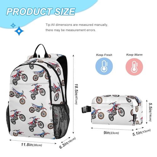 ALAZA Mountain Bike White Kids Backpack & Lunch Box Bag set for Girls Boys Bookbags School Bags Travel Toddler Lightweight2