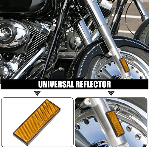 Image of X AUTOHAUX 6 Pcs Rectangular Stick-on Safety Spoke Reflective Self Adhesive Reflector for Gate Posts Cars Trailer Motorcycle Trucks Boat Bicycle Bike Orange