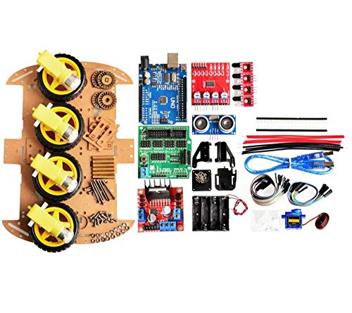 Chasis de robot inteligente para aprender robótica con caja de batería y motores 4WD