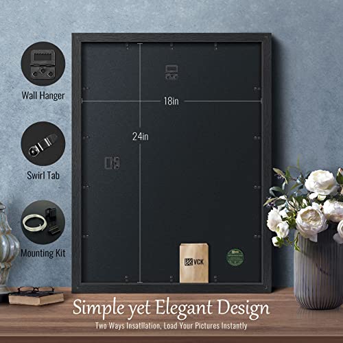 Vck 18X24 Poster Frame Set Of 4 - Black, Textured Exclusive Solid Wood Picture Frames With Polished Plexiglass, Wall Hanging #TOP2