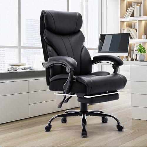 GAOMON Big and Tall Office Chair - 500lbs, Wide Seat, Ergonomic Executive Chair with High Back & Footrest, Black