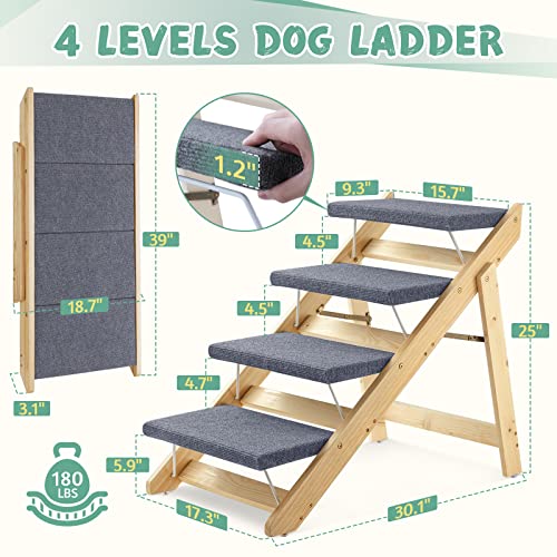 2in1-Dog-Stairs-Ramp-Wooden-Portable-Pet-Steps-Foldable-4-Levels-Dog-Ladder-for-High-Bed-Couch-Car-Pet-Step-Stool-for-Small-to-Large-Dogs-Up-to-180-Pounds