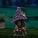 Topadorn Purple Miniature Fairy House Garden Flower Solar Powered Garden Statue House