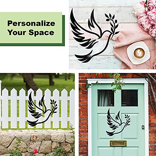 Vivegate Dove Of Peace Olive Branch Metal Wall Art – Olive Branches Peace Black Outline White Dove Metal Wall Decor (Medium - 13"X11", Dove) #TOP3