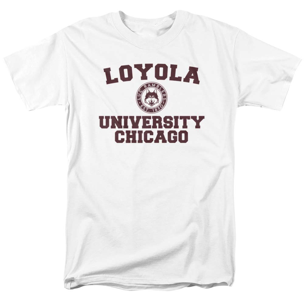Loyola University Chicago Official Circle Logo Unisex Adult T-Shirt, White, X-Large