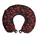 ABAKUHAUS Rosso e nero Cuscino da Viaggio, Romantic Vintage Rose, Accessorio in Schiuma di Memoria per Viaggio, 30 cm x 30 cm, Antracite nero Rosso
