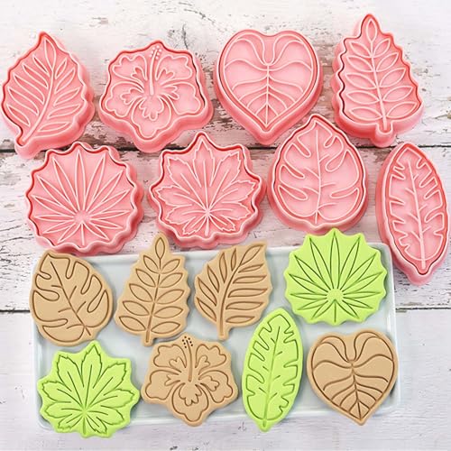 8 Piece Leaf Cookie Cutter Set, Tropical Shapes for Baking, Eucalyptus, Monstera, Hibiscus, Sycamore, Fan Palm Leaf Biscuit Cutters Molds for Fall, Thanksgiving, Holiday & Party Treats (Tropic) 8 Piece Leaf Cookie Cutter Set, Tropical Shapes for Baking, Eucalyptus, Monstera, Hibiscus, Sycamore, Fan Palm Leaf Biscuit Cutters Molds for Fall, Thanksgiving, Holiday & Party Treats (Tropic)