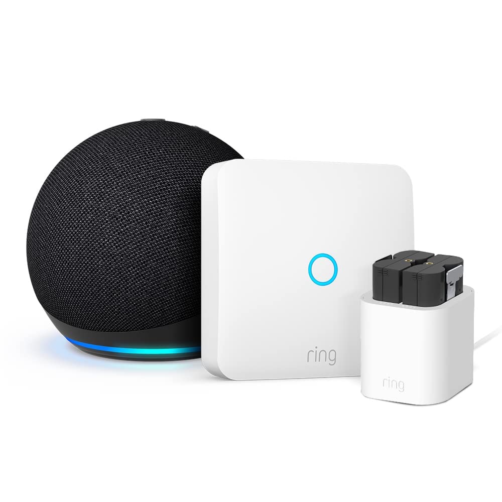 Ring Intercom, batería recargable extra y estación de carga Amazon | Mejora tu interfono; instalación por cuenta propia (se requiere un interfono compatible) + Echo Dot (5.ª generación)