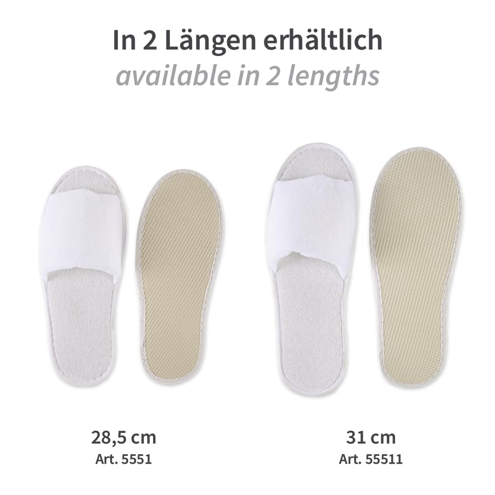 FRANZ MENSCH 200 Stück Hygonorm Slipper Classic, offen | Polyester, Box, white, universal, standard, L: 28.5cm, B: 11cm, Hotelslipper, Einweg-Hausschuhen, Gästeschuhe