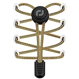 RJ-Sport Tieless Elastic Shoe Laces - No Tie Shoelaces for Kids and Adult with Strong Lock and Speed Shoestrings (Number 032 - Black Gold)