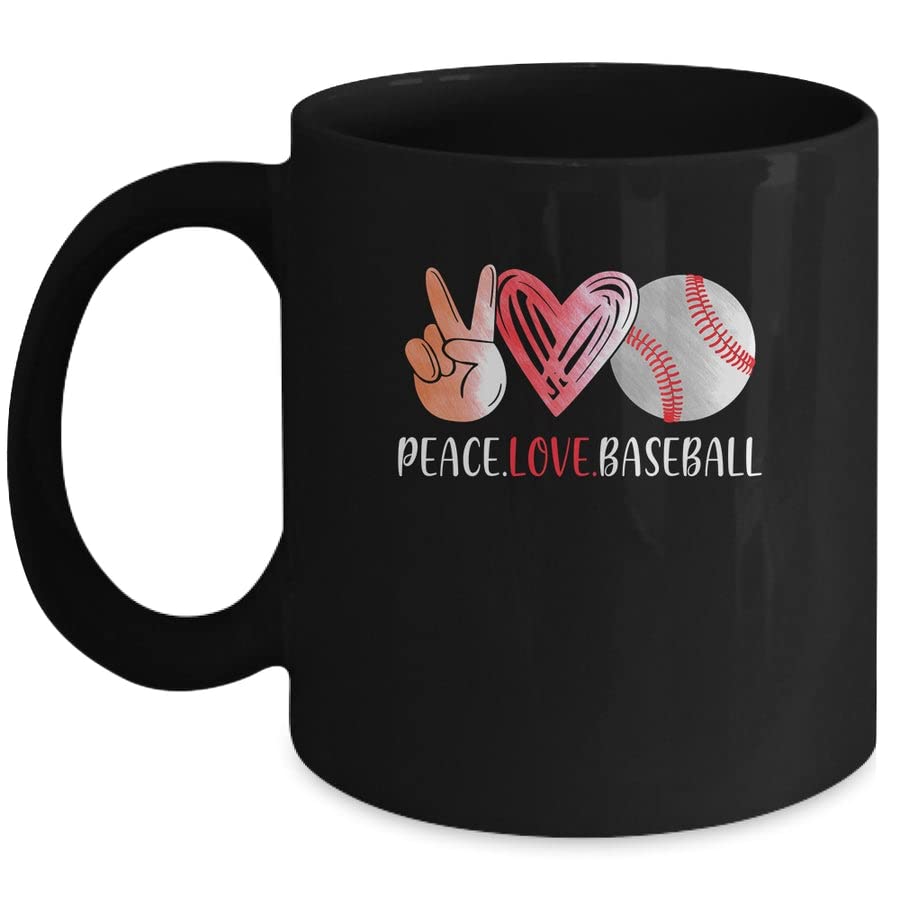 SKY DOT Baseball Player Girls Peace Love Baseball Women Printed Ceramic Tea/Coffee Mug (325ml)