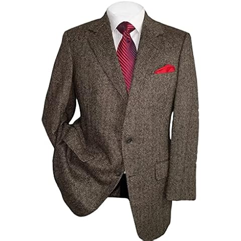 SHUZHXLZANGY Mens Slim Fit Herringbone Tweed Suits for Men Casual Sport Jacket Suit Business Winter Suit Brown Blazer XL Cover