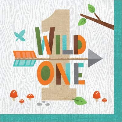 Woodland Animal Creatures Party Supplies, Wild One 1st Birthday Luncheon Napkins 192 Count