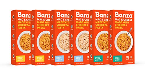 Banza Chickpea Pasta Mac & Cheese – High Protein Gluten Free Healthy Mac &Cheese - Variety Case (Pack of 6)