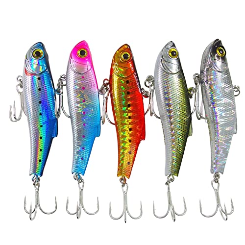 momoルアー シーバスルアー バイブレーション ナイフエッジバイブ 70ES 55ES 高実績 小型青物 サクラマス 定番ルアー (70mm - アソート02) 1枚目