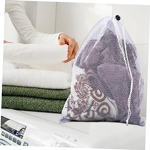 Luxshiny 10pcs Reusable Polyester Mesh Drawstring Bags with Sliding Cord Lock Capacity Storage Pouches for Fruits Vegetables Travel Supplies Clothes and Sports Items Washable and3