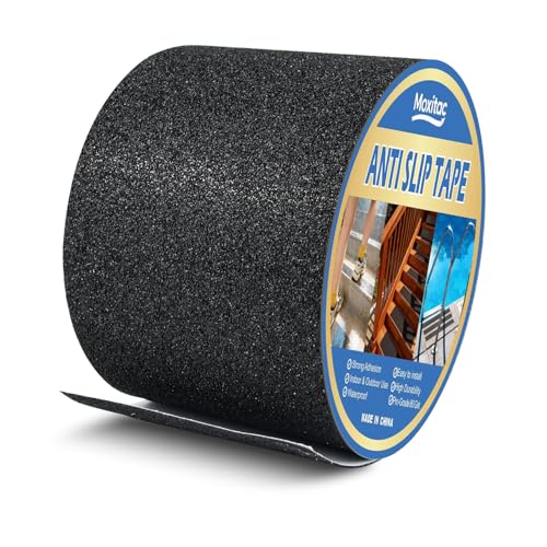 Image of Heavy Duty Anti Slip Traction Tape 4 inch x 30 FT, 80 Grit Waterproof High Friction Grip Tape for Indoor Outdoor Stairs, Pool, Ramps, Garage, Home & Commercial Use