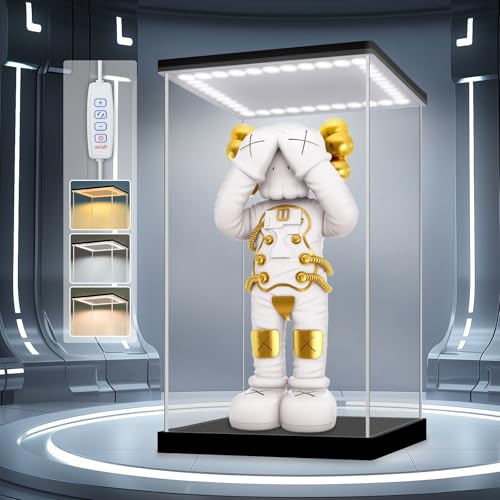 Huijintao Vitrina Expositora para Colecciones, Caja Metacrilato Transparente con luz LED, Vitrina Metacrilato, Urna Metacrilato Expositor Vitrina para Colecciones, Miniaturas, Figuritas (20x20x30 cm)