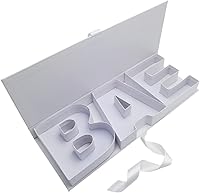 Vista 2 de WENPACK Letra de cartón en forma de BAE para baby shower, rellenable, de papel maché, en forma de flor de fresa de chocolate (BAEWHITE)