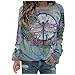 Xmiral Pullover T-Shirt Donna Camicette Top Donna O-Collo Scenario Stampa a Farfalla Maniche Lunghe (S,1Blu)