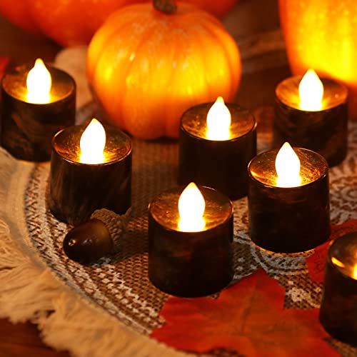 Bougies chauffe-plat sans flamme LED lot de 6 blanc chaud pour Halloween et mariage