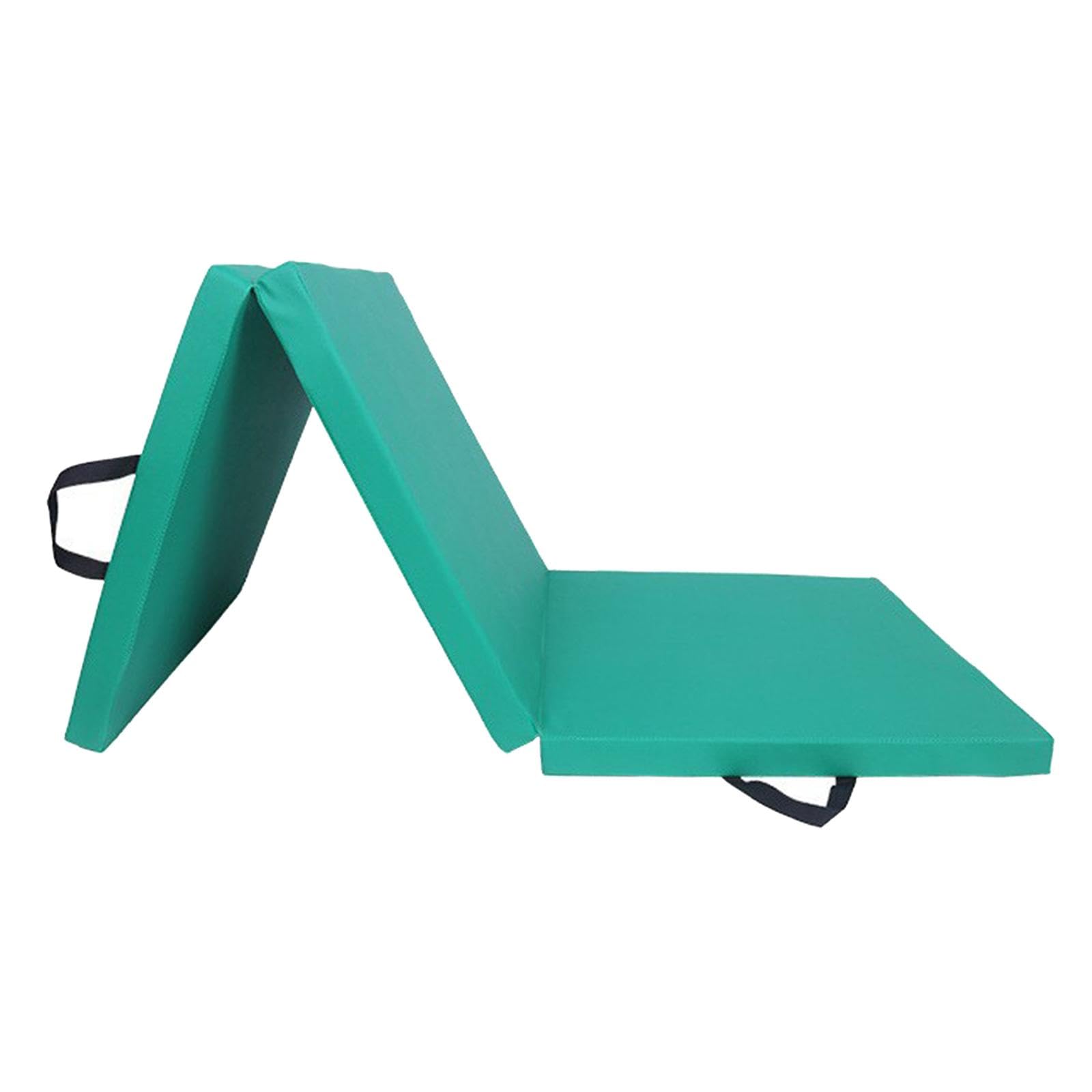 rockible Tapis d'exercice épais Pliable, Tapis de Yoga, de Gymnastique à Domicile, Coussin Unisexe avec Poignées de Transport, Tapis de Yoga, Cuir PU Vert