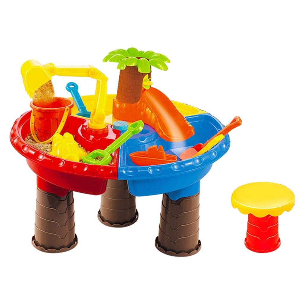 Kinderspielzeug Sand Wasser Tisch Set Lern Tisch 2 in 1 Spieltisch Sandkasten Wasserspieltisch Eimer Schaufel Leicht Tragbar für Kinder Ab 3 Jahren Fü, 45x35cm
