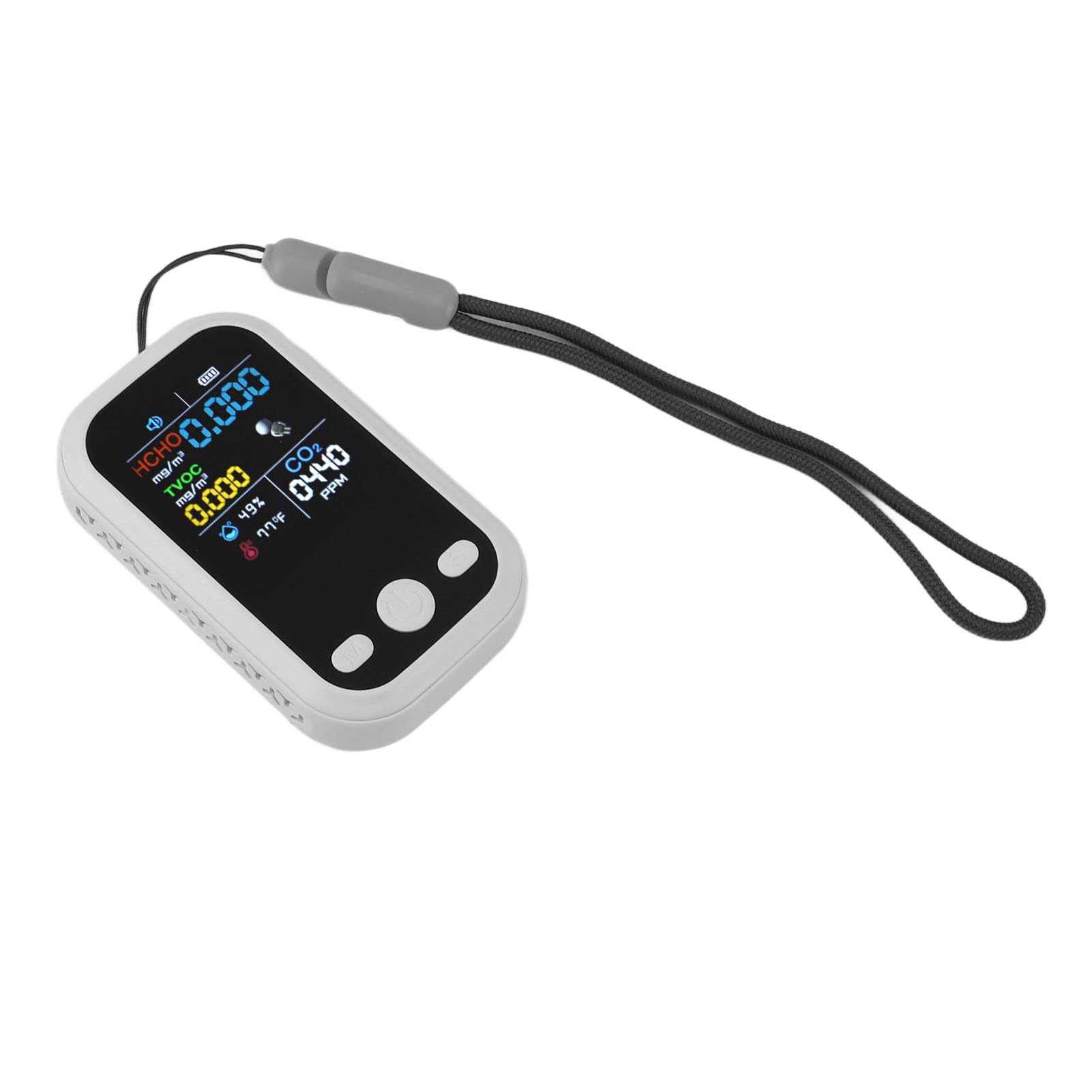 Monitor Jakości Powietrza 5 w 1 Wielofunkcyjny Inteligentny Przenośny Czujnik Temperatury i Wilgotności CO2 Tester Jakości Powietrza w Ograniczonej Przestrzeni (WHITE)