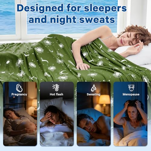 Image of inhand Cooling Blanket Queen Size (90 inchx90 inch) - Double Sided Cooling Blankets for Hot Sleepers, Cool Lightweight Summer Blanket for Sofa Bed Couch, Travel, House Warming Gifts New Home Dark Sage Green