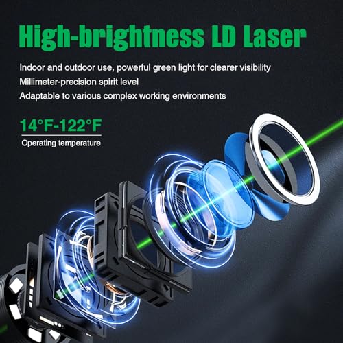 Image of Motovera Laser Level,Cross Line Laser with Self-Leveling,Green Cross Line with Vertical and Horizontal,Accurate leveler tool for Picture Hanging Home Decoration,Battery Included lazer level