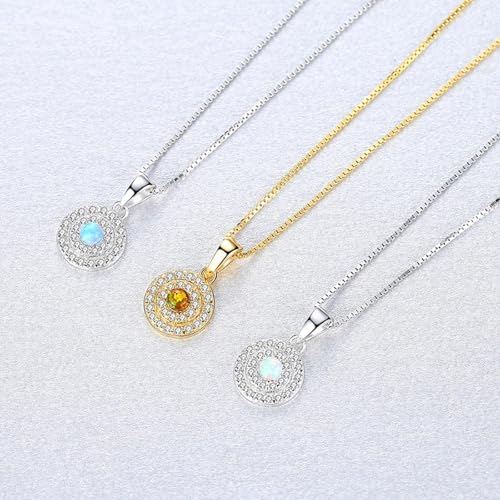 Bijoux fins en argent sterling 925 avec pendentif opale rond - 2