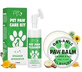 Eglagen Dog Paw Care Kit, No-Rinse Foam Dog Paw Cleaner with Silicone Brush & Natural Lick-Safe Dog Paw Balm for Heal Dry Cracked Paws & Nose for Dogs & Cats