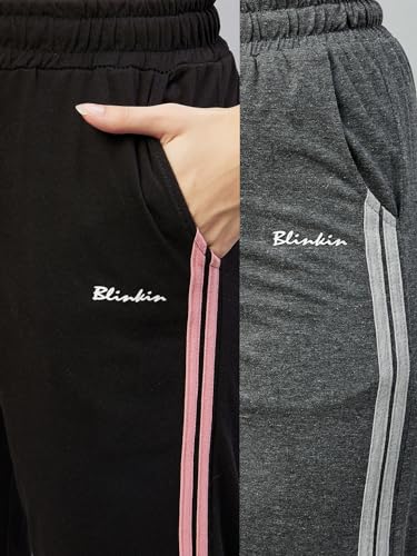 Image of BLINKIN Women Cotton Stribed Casual Style Pyjamas|Lowers With 2 Side Pockets : Ideal For Night Wear & Comfort Wear - The Ultimate Relaxed Fit Track Pants (Combo-608)