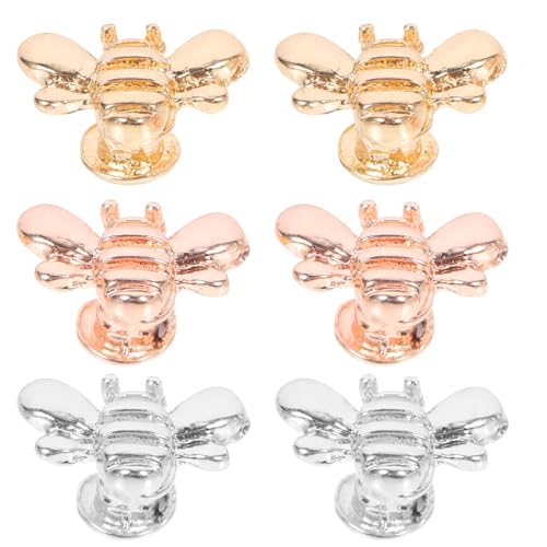 Mikikit 6pcs Rose Watch-gold Shaped Bee Shape Assorted Silicone Bands Nail Decorative Jewelry Silver Charm for Watchband Decoration Studs Strap Compatible Band with Decor Nails Watch