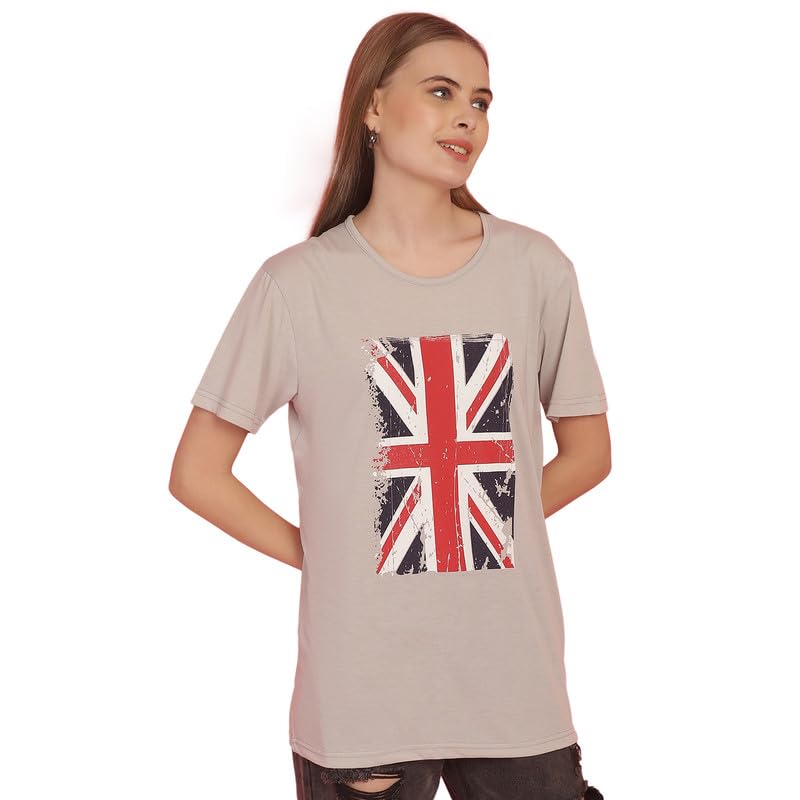 Image of Round Neck Cotton Printed Women Regular Fit Tshirt-P1950