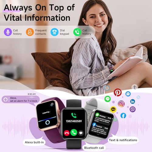 Image of Gydom Smart Watches for Women for Android & iPhone, Alexa Built-in, 1.8 inch Touch Screen Smartwatch with Heart Rate /SpO2 /Sleep /Stress Monitor, 3ATM Waterproof Fitness Tracker, 101+ Sports Modes, 2 Bands
