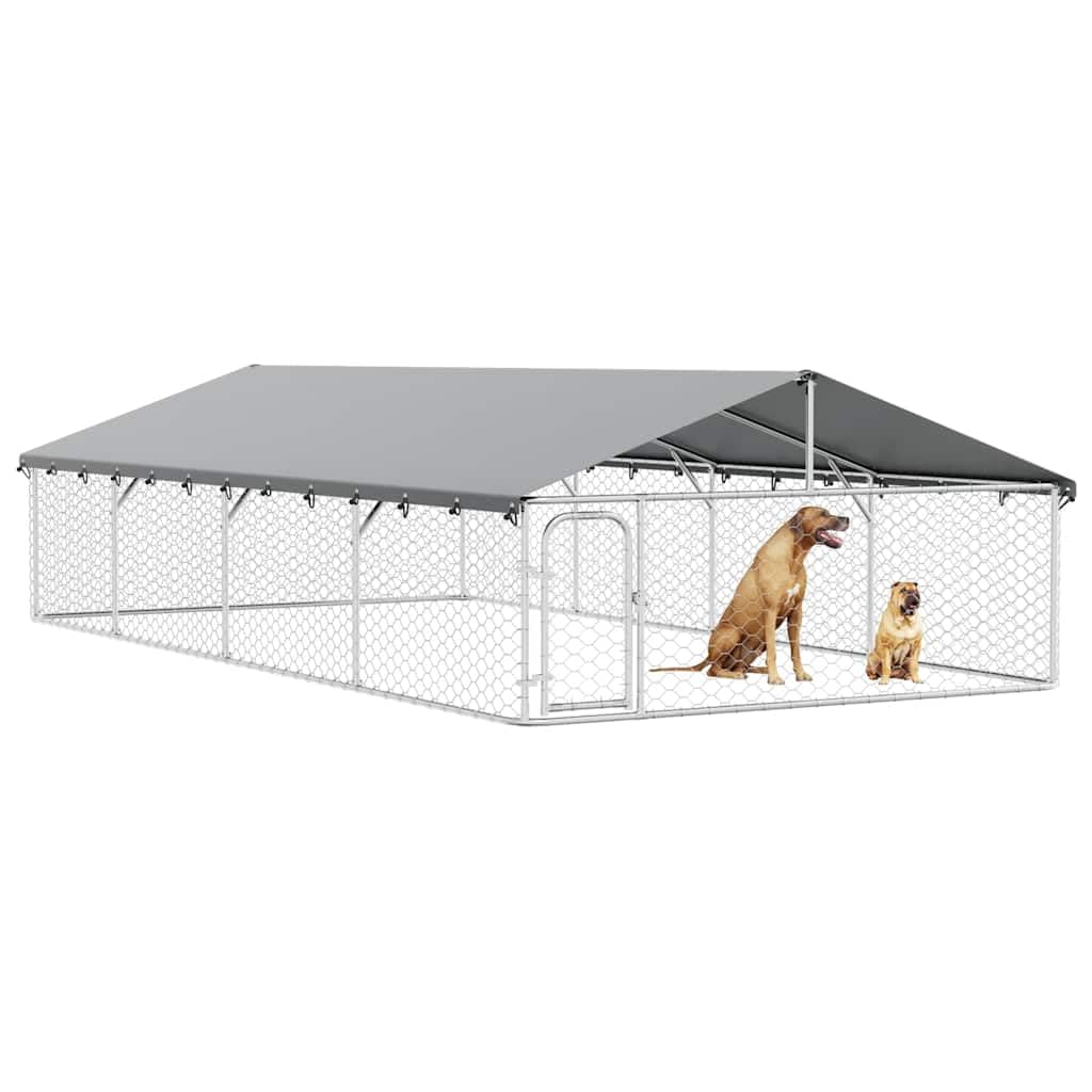 Hundezwinger Mit Dach 600x300x150 cm | Verzinkter Stahl, abschließbare Tür, PE-Dach, für Hunde und Kleintiere