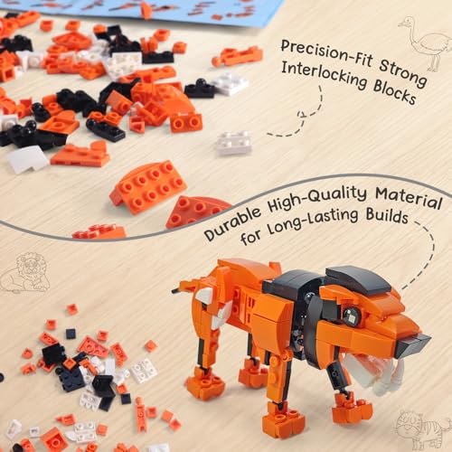 Image of Intelliskills Think Blocks: 3-in-1 Aquatic Animals 118 Piece Set,Shark, Squid&Seahorse, Model Building Kit for Kids,STEM Construction Set for Toddlers,Assemble&Play Game,Activity&Gifting Toy (Orange)